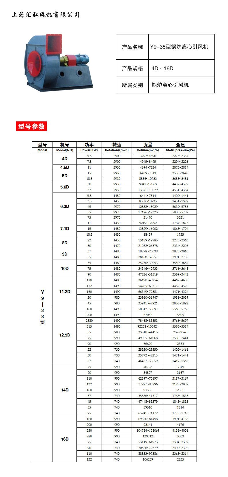 Y9-38型鍋爐離心引風機
